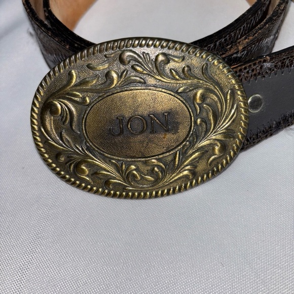 Vtg Fort Worth Leather Men's Brown Patterned Leather Belt, 51411 Size 40 - Picture 5 of 12
